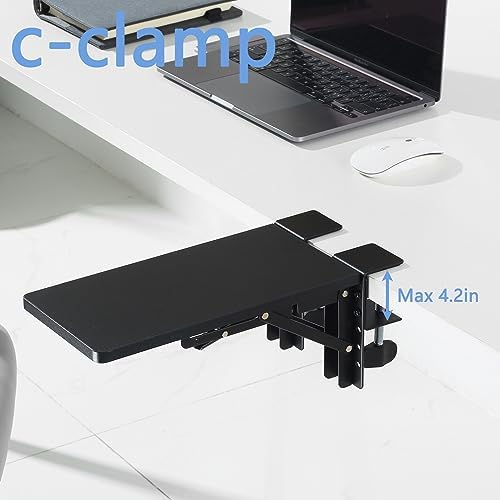 ETHU Compact Foldable Desk Extender Tray with Clamp, 11.8x5.9, Black