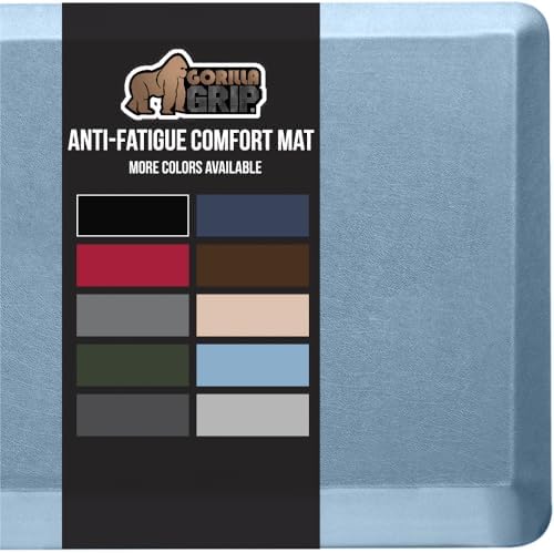 GORILLA GRIP Cushioned Antifatigue Kitchen Mat for Floor, 48x20, Sky Blue