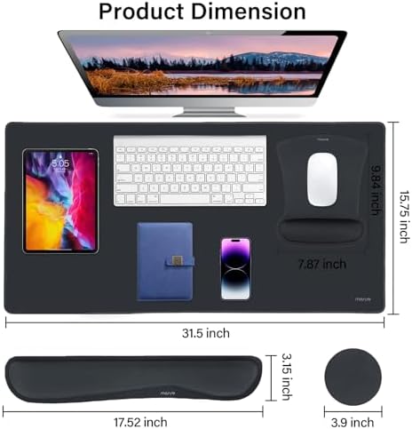 MOSISO Keyboard Mouse Pad Set, Large Gaming Mousepad&Keyboard Wrist Rest
