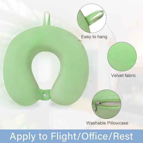 Neck Pillow for Travel U Shape Memory Foam Pillows, Green