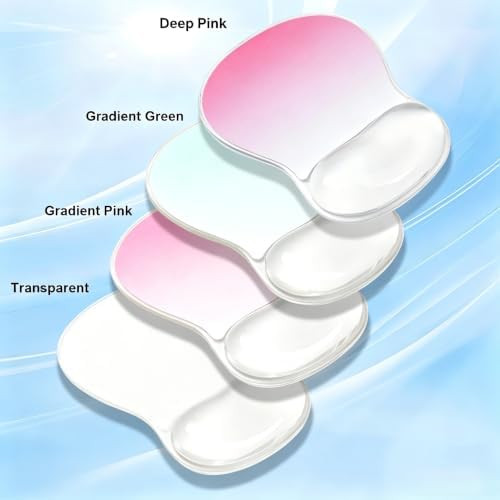 Gradient Pink Mouse Pad with Gel Wrist Rest Support, Ergonomic Mousepad