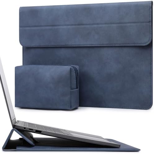 HYZUO 15 Inch Laptop Case Bag Sleeve with Stand for MacBook, Navy Blue