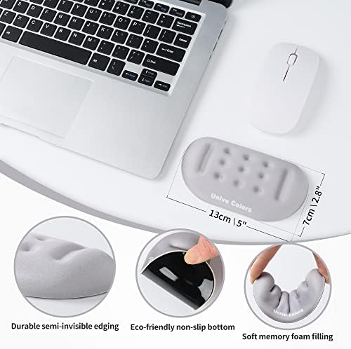UnivoColors Gray Superfine Memory Foam Wrist Rest Soft Gel Ergonomic Mouse Pad Wrist Support for Mouse, Gaming, Computer, Laptop, Office