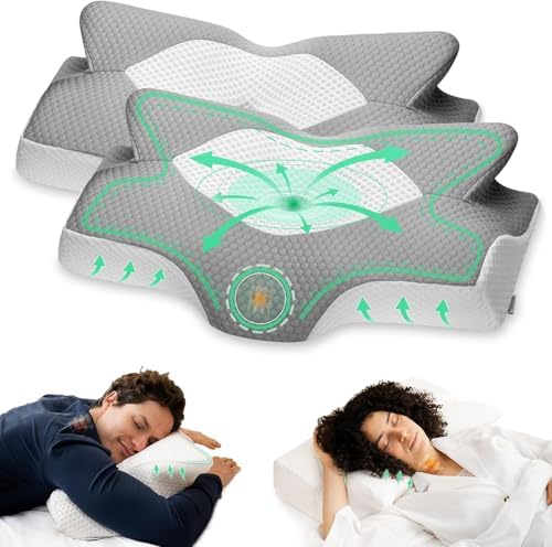 Elviros Cervical Memory Foam Pillow,2 PCS Pillow for Neck & Shoulder Pain