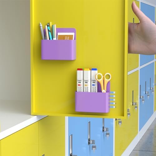 Magnetic Dry Erase Marker Holder, Magnetic Pen Holder Whiteboard Pen Holder Dry Erase Marker and Eraser Organizer,Powerful Neodymium Magnets 4pcs (Purple)