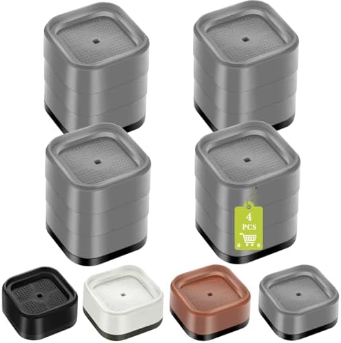 4 Pack Furniture Risers 3 Inch, Adjustable Bed Risers Heavy Duty for Table Desk Couch Chair Sofa Cabinet Bed Legs Dorm, Square Stackable Bed Raisers Blocks Lift Height 1", 2",3" or 4", Grey