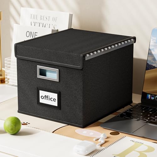 File Organizer Box with Lids, Collapsible File Folder Organizer