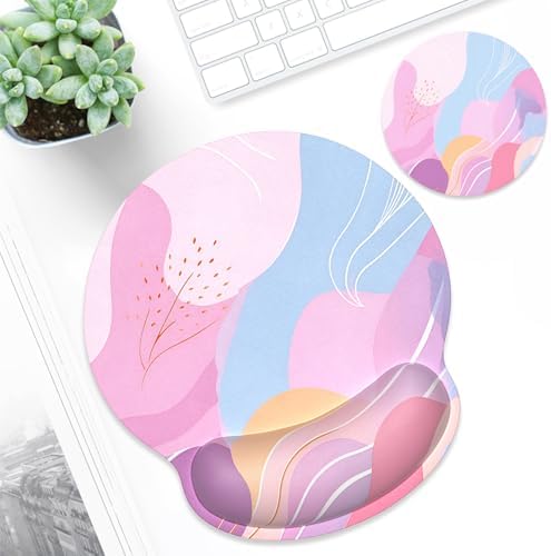 ITNRSIIET Ergonomic Mouse Pad with Wrist Support Wrist Rest Smooth Surface Non-Slip Rubber Base Comfortable Office Supplies Pain Relief, 9.8 x 9.1 inches, Art Style Pattern