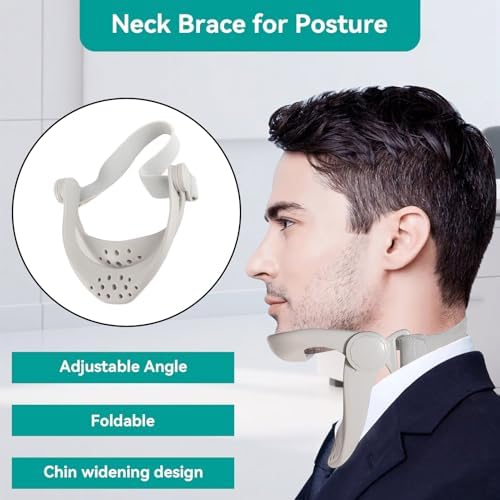 Agatige Neck Brace for Posture, 360 Degree Adjustable Neck Support Posture Spine Corrector Neck Brace Cervical Traction Device for Women and Men Cervical Spine Pressure Relief (1PCS)