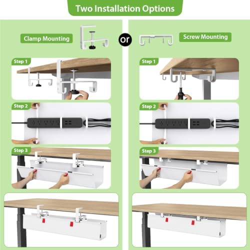 KEEGH No Drill Fabric Under Desk Cable Management Tray 28 in, White