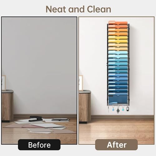 21-Tier Hanging Wall File Organizer with Hooks for Office Organization