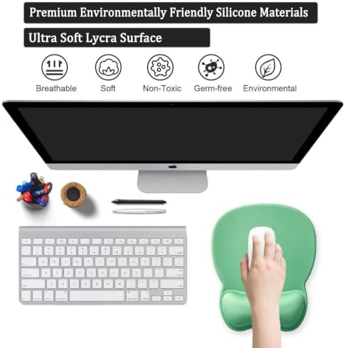 Mouse Pad with Support, Ergonomic Mouse Pad with Gel Wrist Rest Support Middle Concave Design, Comfortable Mousepad with Non-Slip PU Base for Home Office Working Studying (05 Green)