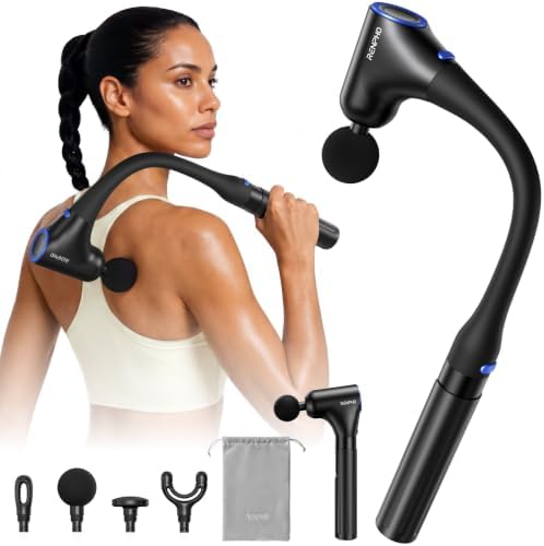 RENPHO Reach Curve Massage Gun with Extension Handle, 4-in-1 Massager