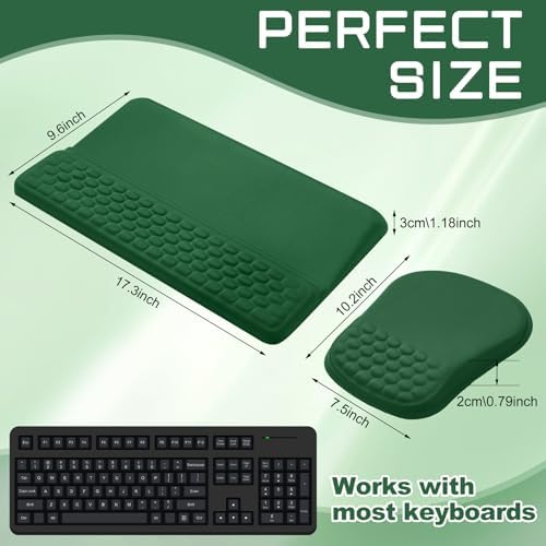 Photect Keyboard Stand with Wrist Rest Ergonomic Green Mouse Pad and Keyboard Riser Holder Lifter Tray with Carpal Tunnel Pain Relief Massage Bumps for Office Accessories Computer Typing