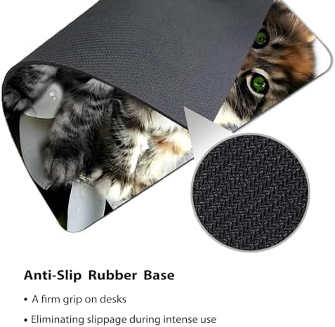9.5x7.9 Inch Office/Gaming Mouse Pad, Lovely Kittens on Tropical Plumeria Flowers Adorable Blue Green Eyed Cats Pets, Cute Anti-Slip Mat for Desk Decor