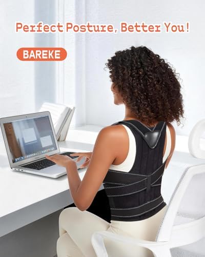 Back Brace Posture Corrector Women Pain Relief, Black, Large