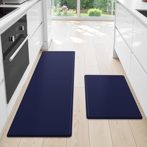 StepLively Kitchen Mat for Floor 2 PCS, Anti Fatigue Rugs, Blue