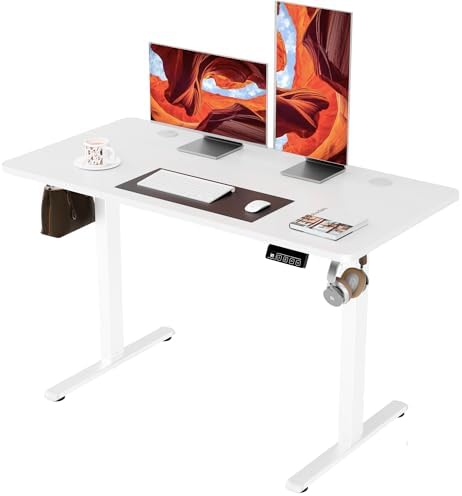 ERGOMAKER 47"x24" Standing Desk, Height Adjustable Sit-Stand Office, White