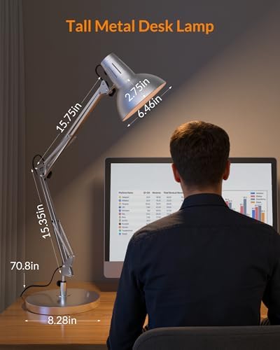 LEPOWER Metal Adjustable Desk Lamp with Clamp, Swing Arm for Home Office