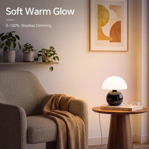 Dawnwake Mushroom Lamp Table Lamp for Bedroom-Small Desk Table Lamps,Black