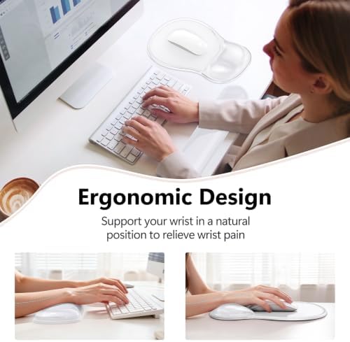 AKIT Ergonomic Gel Mouse Pad and Keyboard Wrist Rest, Non-Slip, Clear
