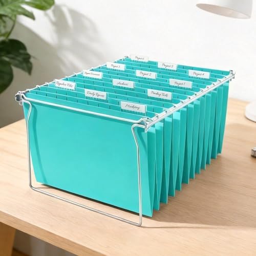 SUNEE Hanging File Folders Teal, 25 Pack Letter Size File Folders with 1/5-cut Tabs, Stay Organized for Your Home and Office Bulk File and Documents