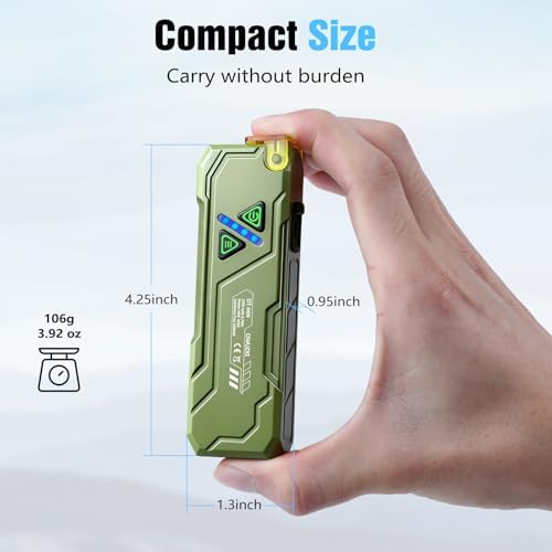 EDC Rechargeable Flat Flashlight 1000 Lumens White LED/UV/RGB Ambient Signaling Flashlights, Magnetic Clip on Pocket Light for Outdoors, Emergency, Working (1, Green, Compact)