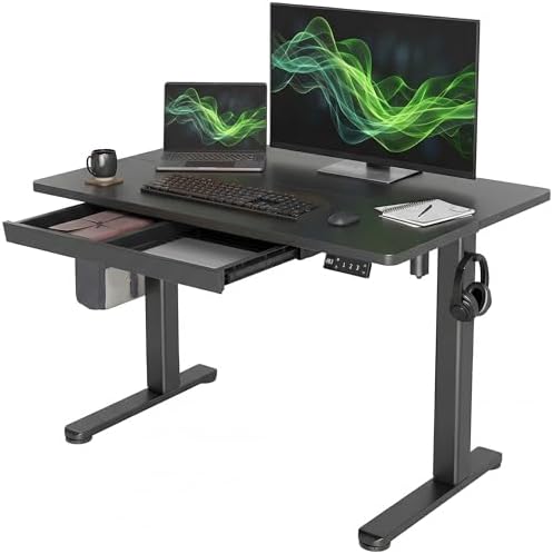 Claiks Electric Standing Desk with Drawer 40 Inch Black