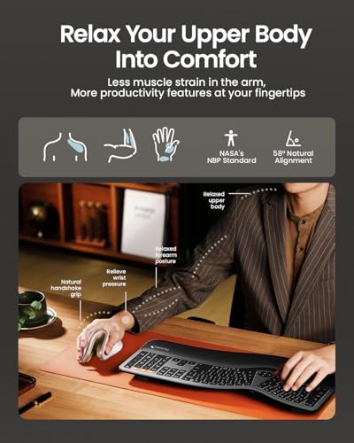 ProtoArc EM11 NL Wireless Ergonomic Mouse, Rechargeable, White Gold
