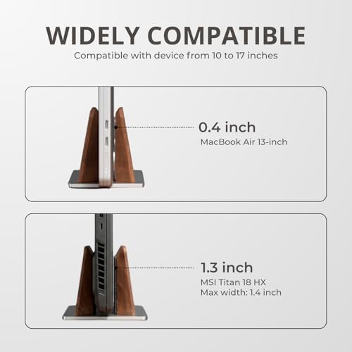 muso wood Walnut Single Slot Vertical Laptop Stand with Adjustable Dock