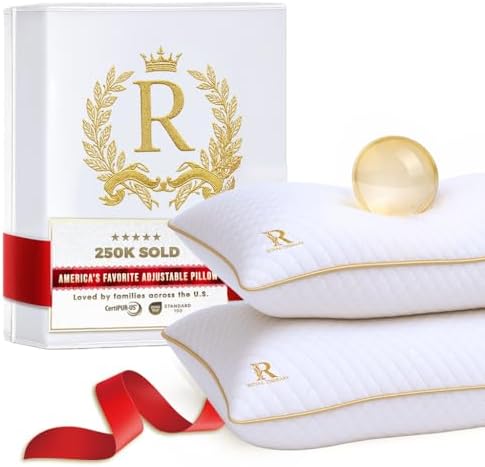 Royal Therapy 2-Pack King Size Pillows, Shredded Memory Foam Pillow - Bed Pillow, Hypoallergenic Bamboo-Derived Rayon Cover, Breathable, CertiPUR-US Certified, Removable Cover, Neck Pain Relief
