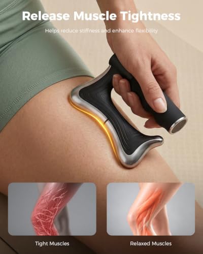 Heated Muscle Scraper, Electric Fascia Release Tool with Soothing Heating & Gentle Vibration, Full Body Gua Sha Massage Tool, 3 Adjustable Intensity Modes LED Display, Rechargeable Wireless