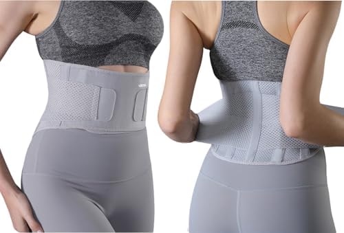 Lightweight Back Brace for Lower Back Pain Women Men, Adjustable Lumbar Support Waist Support Brace for Women Lower Back Pain Relief Products, Hip Belt Waist Belt Sciatic Nerve Brace for Women Men (Gray, Medium)