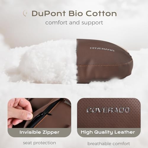 Coverado Car Headrest Pillow Soft Memory Foam Car Neck Support Pillow with Adjustable Strap, Relax Head Muscles Relieve Driving Fatigue, Breathable & Removable Cover