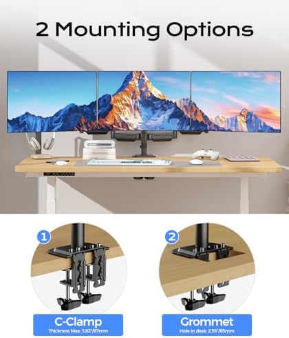Pholiten Triple Monitor Mount for17-32 inches Screen, 2 Gas Spring Arms