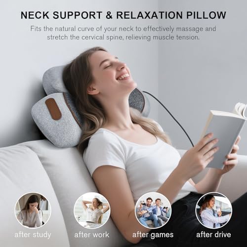 Neck Massager Pillow with Heat & Air Traction, Ergonomic Cervical Support
