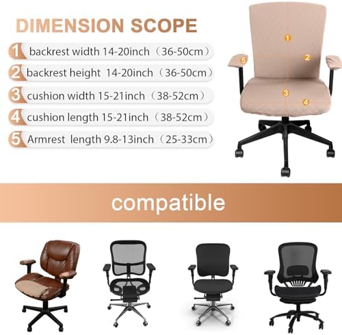 Tallew 4 Pcs Office Chair Covers Stretch Seat Armrest, Camel