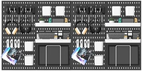 MULSAME Pegboard Combination Kit, 25.2" x 50.4" Wall Mounted Storage Set with 8 Pegboards & 40 Accessories Hanging, Peg Boards Organizer