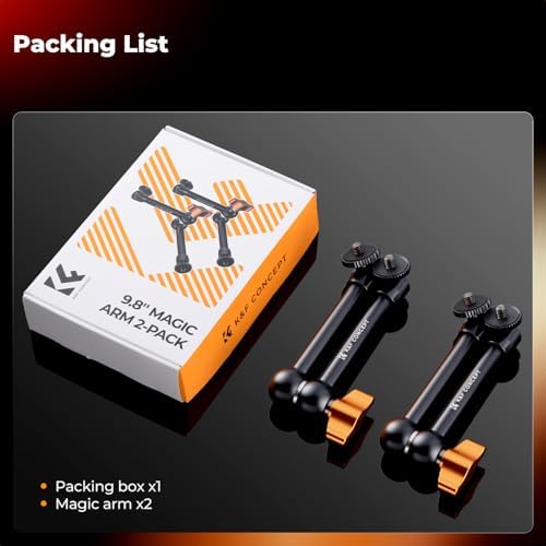 K&F CONCEPT 2-Pack 9.8" Magic Arm, 1/4" Screw Camera Mount Arm