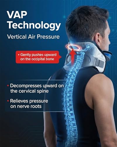 DDS, Inc. MAX Cervical Traction Collar Neck Brace for Discomfort Reduction, Neck Decompression Devices for Pinched Nerve, Stretcher, Pneumatic Support, Relaxation & Cervical Spine Alignment(13"-16.5")