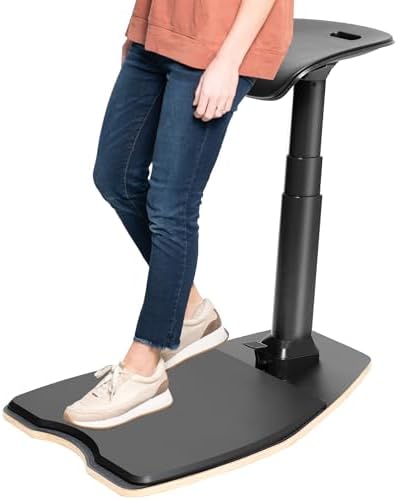VIVO Black Ergonomic Leaning Perch Chair w/Anti-Fatigue Mat, CHAIR-S02M
