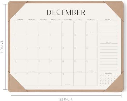 Jotsome Desk Calendar 2026-2027 with Mat, Large Blotter Calendar 22" x 17"