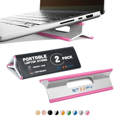 Steepy Portable Laptop Stand for Desk Adjustable Height, 13-17 Inch Devices