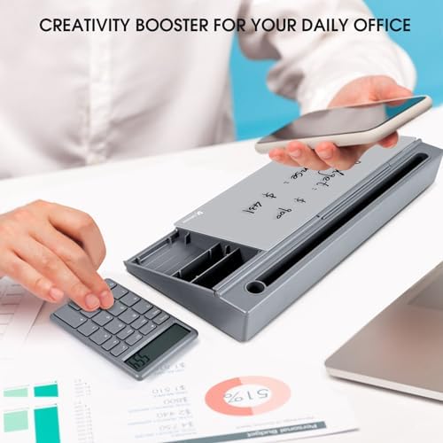 Varhomax Glass Desk Whiteboard Gray with Calculator