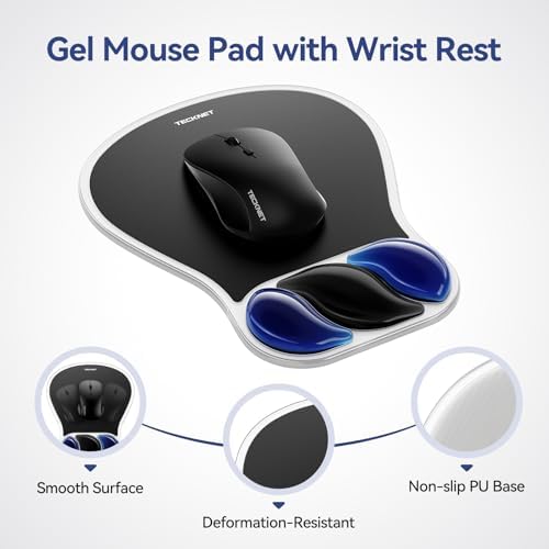 TECKNET Gel Mouse Pad with Wrist Rest for Relieve Wrist Pain Comfortably