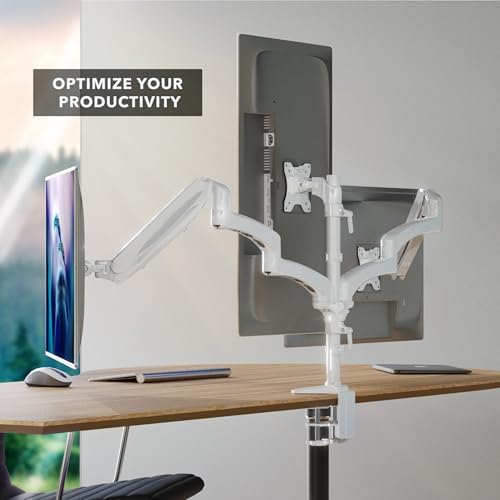 Mount-It! Triple Monitor Stand for Desk, 13-32", White