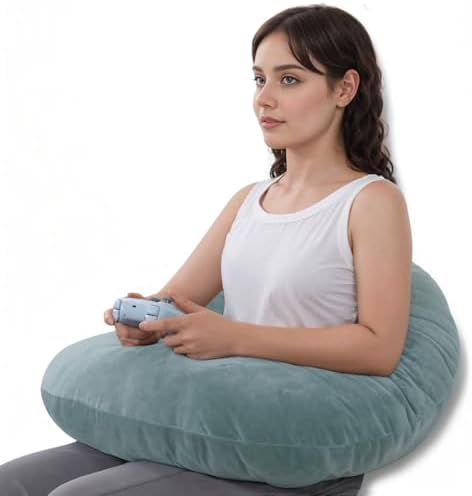 QUEEN ROSE Reading Pillow, Gaming Lap Pillow for Crocheting, Velvet Green