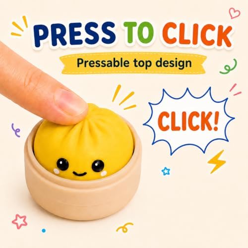 Dumpling Clicker Fidget Toy Set, 6PCS 3D Printed Clickers, Assorted Colors
