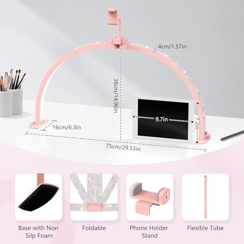 Yokilly Half Moon Light for Nail Desk: 29" Foldable Nail Light for Desk