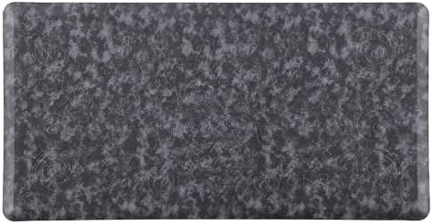 J&V TEXTILES Medallion Embossed Cushioned Anti Fatigue Floor Mat, Thick Non Slip Waterproof Kitchen Rug, Heavy Duty Foam Standing Mat for Kitchen (Navy Blue, 20" X 39")
